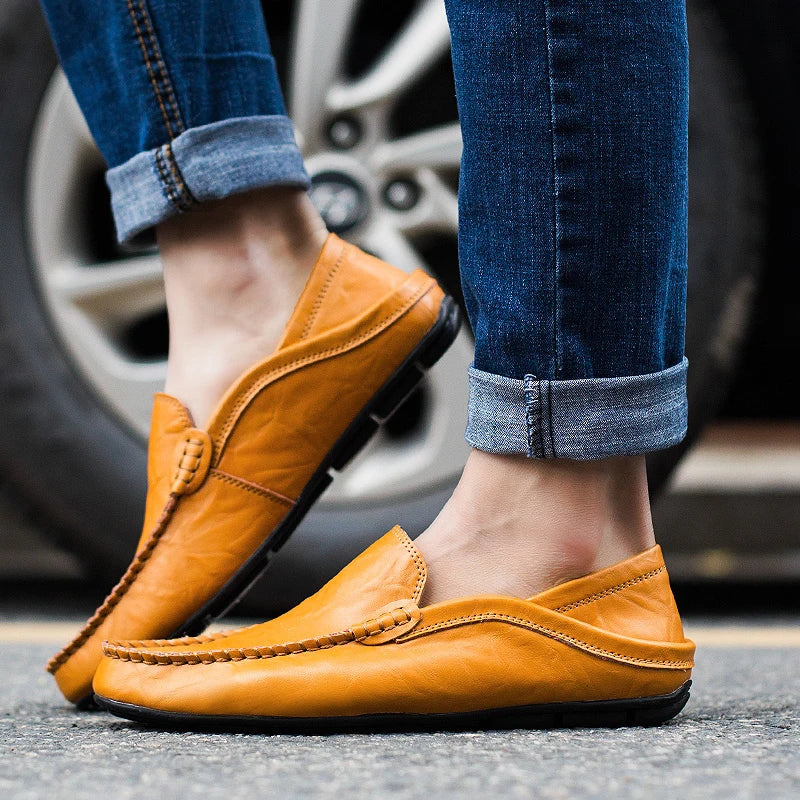 Cliford | Men's Plain Toe Leather Slip-On Loafers
