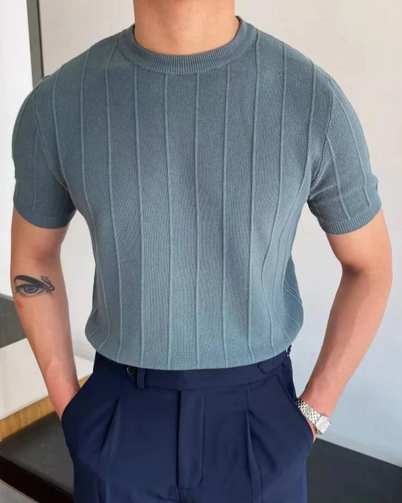 Spencer | Men's Ribbed Knit Short Sleeve Crew Neck T-Shirt