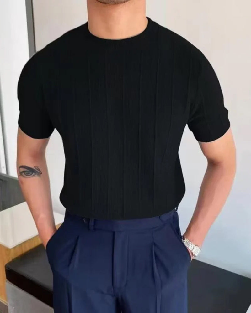 Spencer | Men's Ribbed Knit Short Sleeve Crew Neck T-Shirt