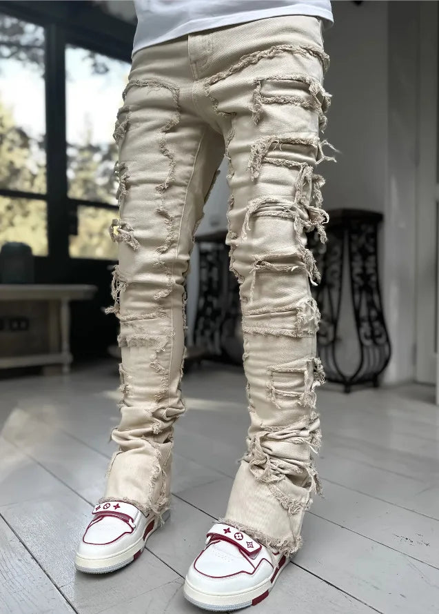 Key |  Men's Slim Fit Distressed Ripped Jeans