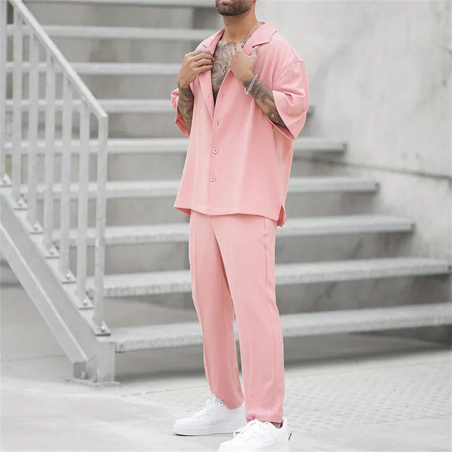 Jaden | Men's Casual Short Sleeve Shirt & Pants Set