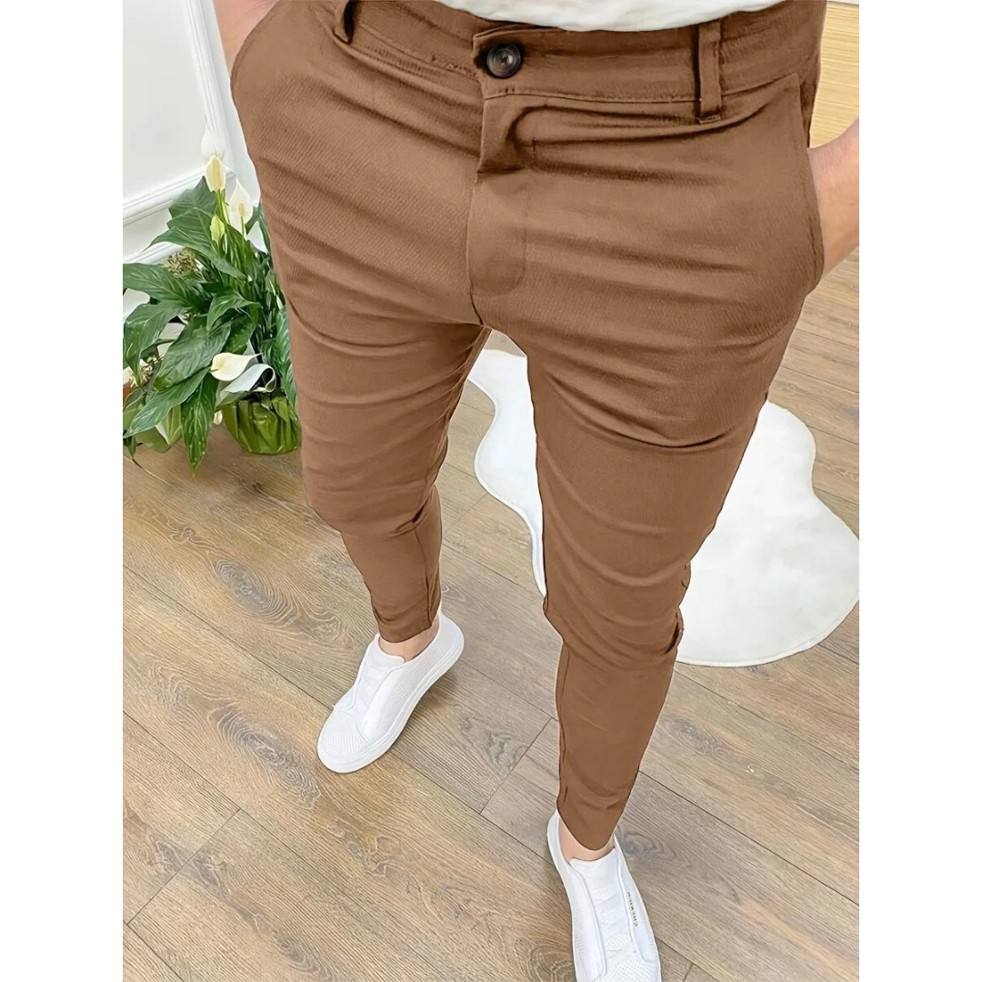 Ambrose | Men's Slim Fit Textured Tapered Trousers