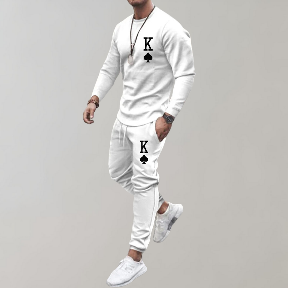 King | Men's Printed Slim Fit Tracksuit Set