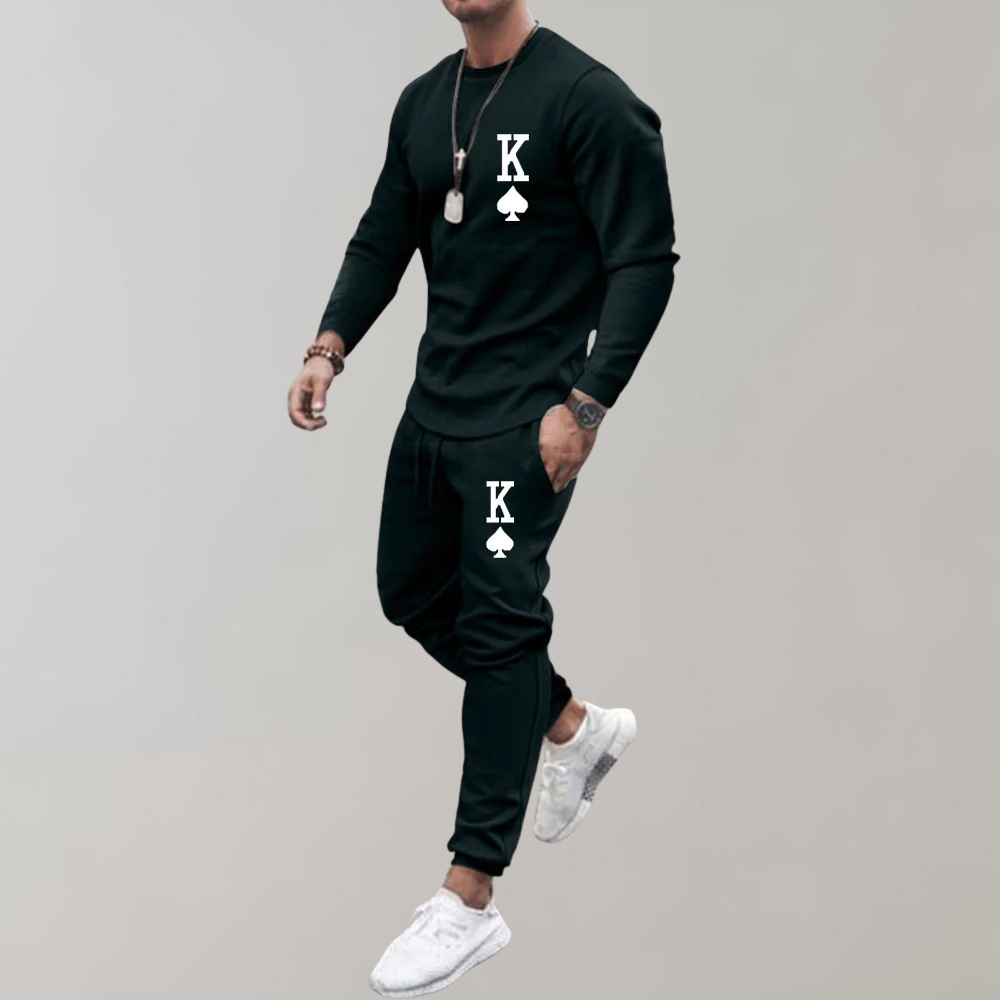 King | Men's Printed Slim Fit Tracksuit Set