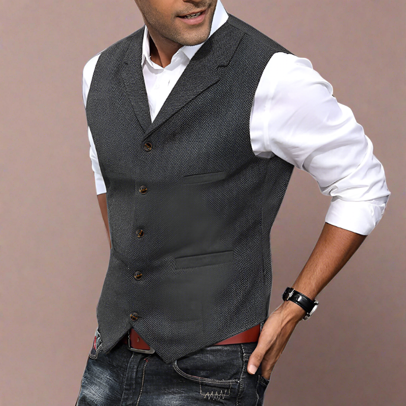 Ollie | Men's Longline V-Neck Suit Vest