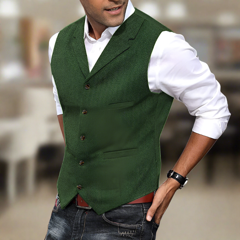 Ollie | Men's Longline V-Neck Suit Vest