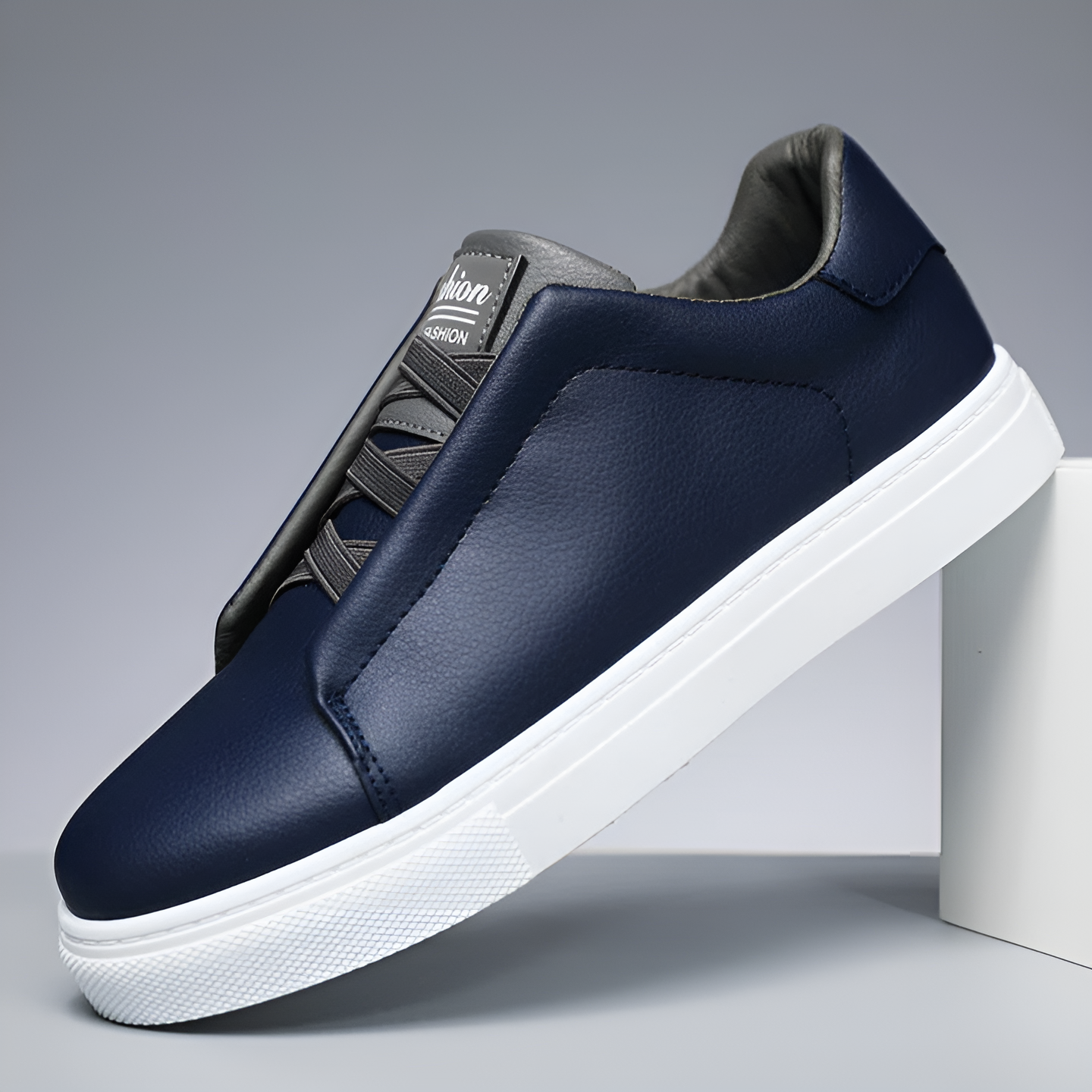 Odell | Men's Elastic Panel Laceless Leather Sneakers