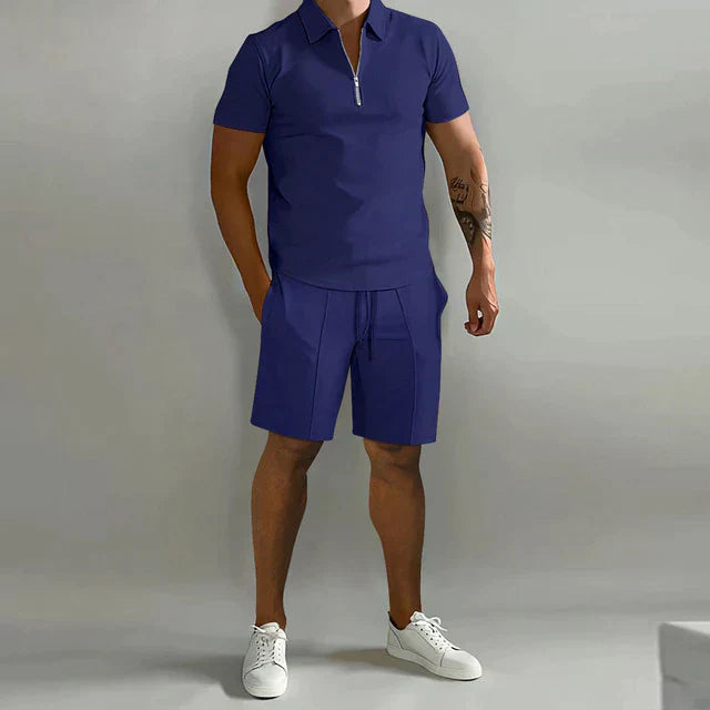 William | Men's Quarter-Zip Polo & Shorts Summer Set