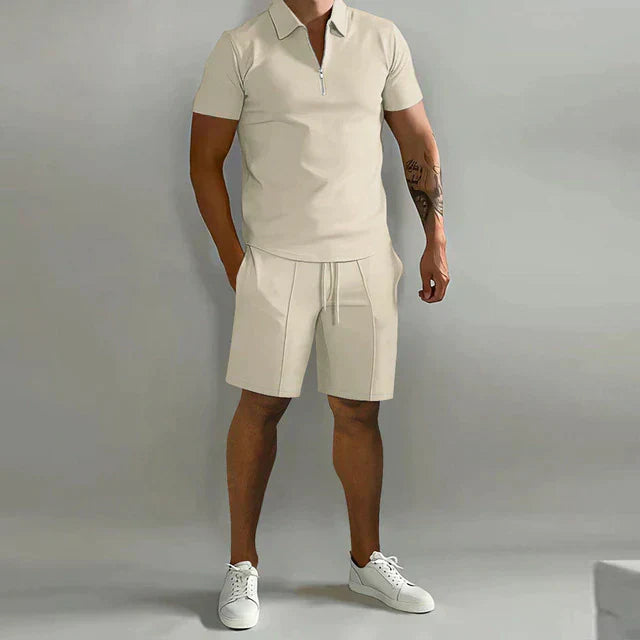 William | Men's Quarter-Zip Polo & Shorts Summer Set