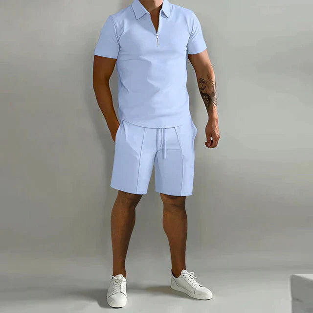 William | Men's Quarter-Zip Polo & Shorts Summer Set