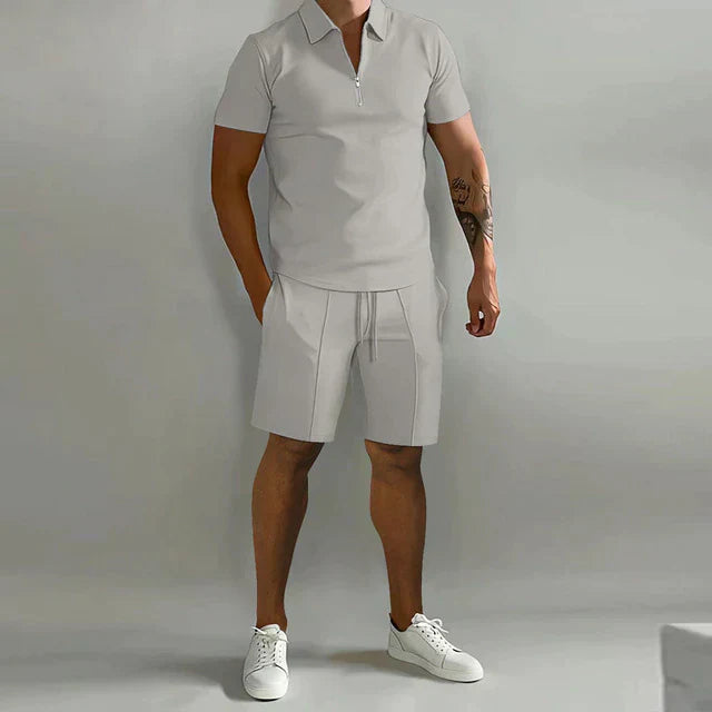 William | Men's Quarter-Zip Polo & Shorts Summer Set