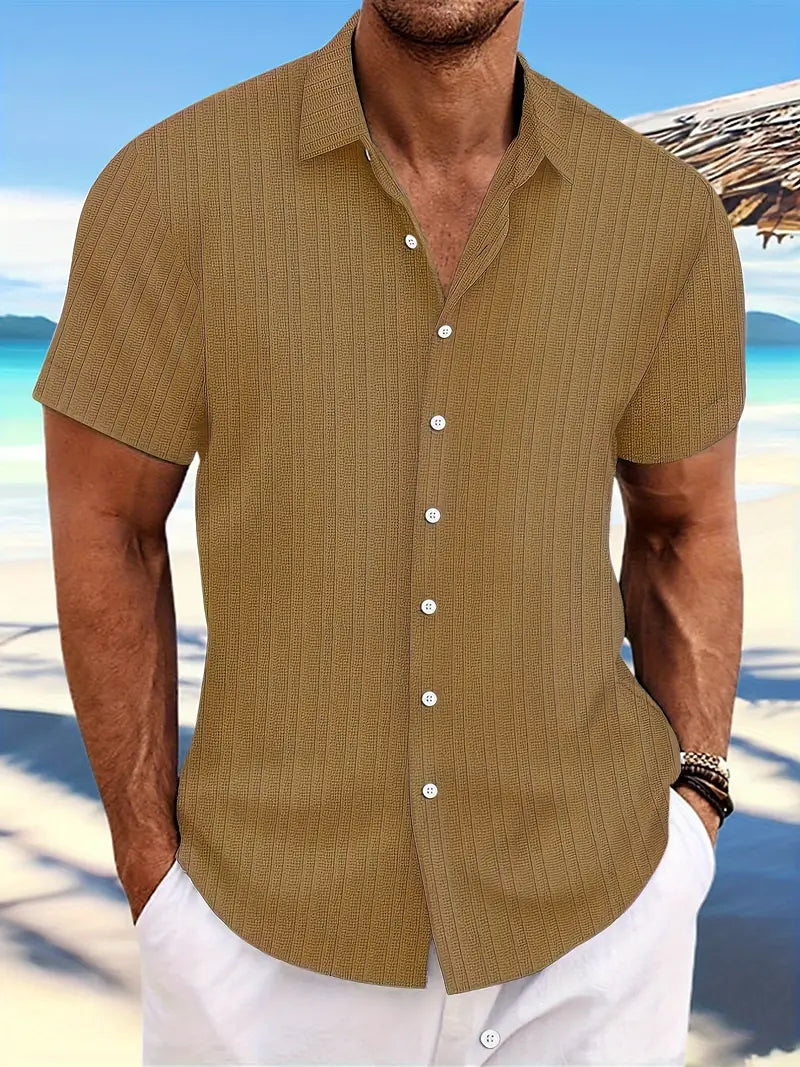Dexter | Men's Ribbed Short Sleeve Button-Down Shirt