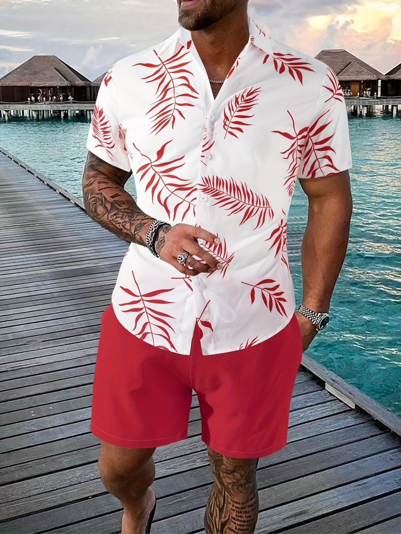 Fredrick | Men's Short Sleeve Shirt & Shorts Summer Set