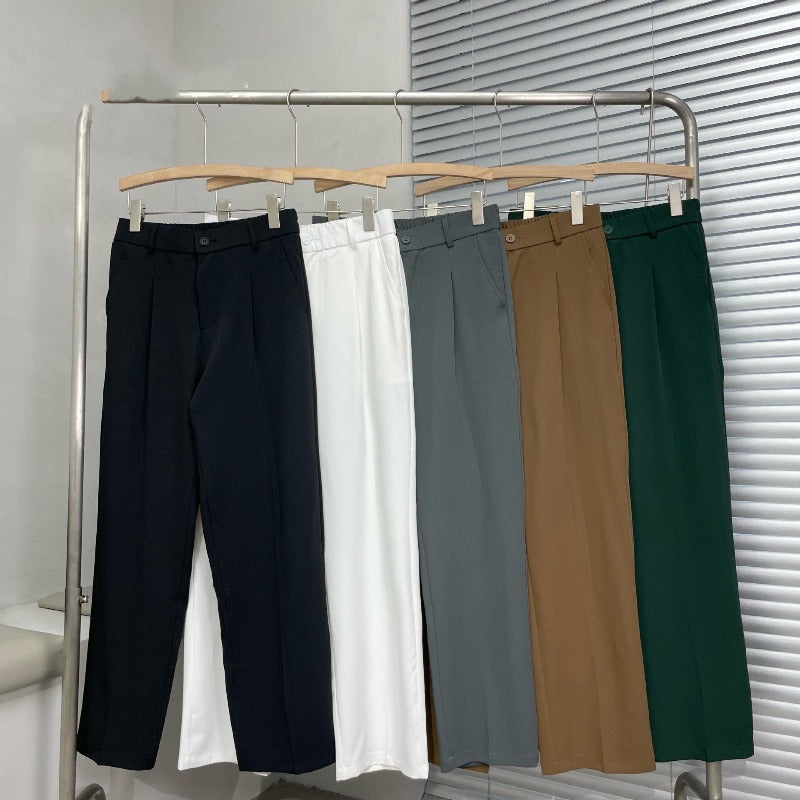 Paolo |  Men's Wide Leg Pleated Trousers with Side Pockets