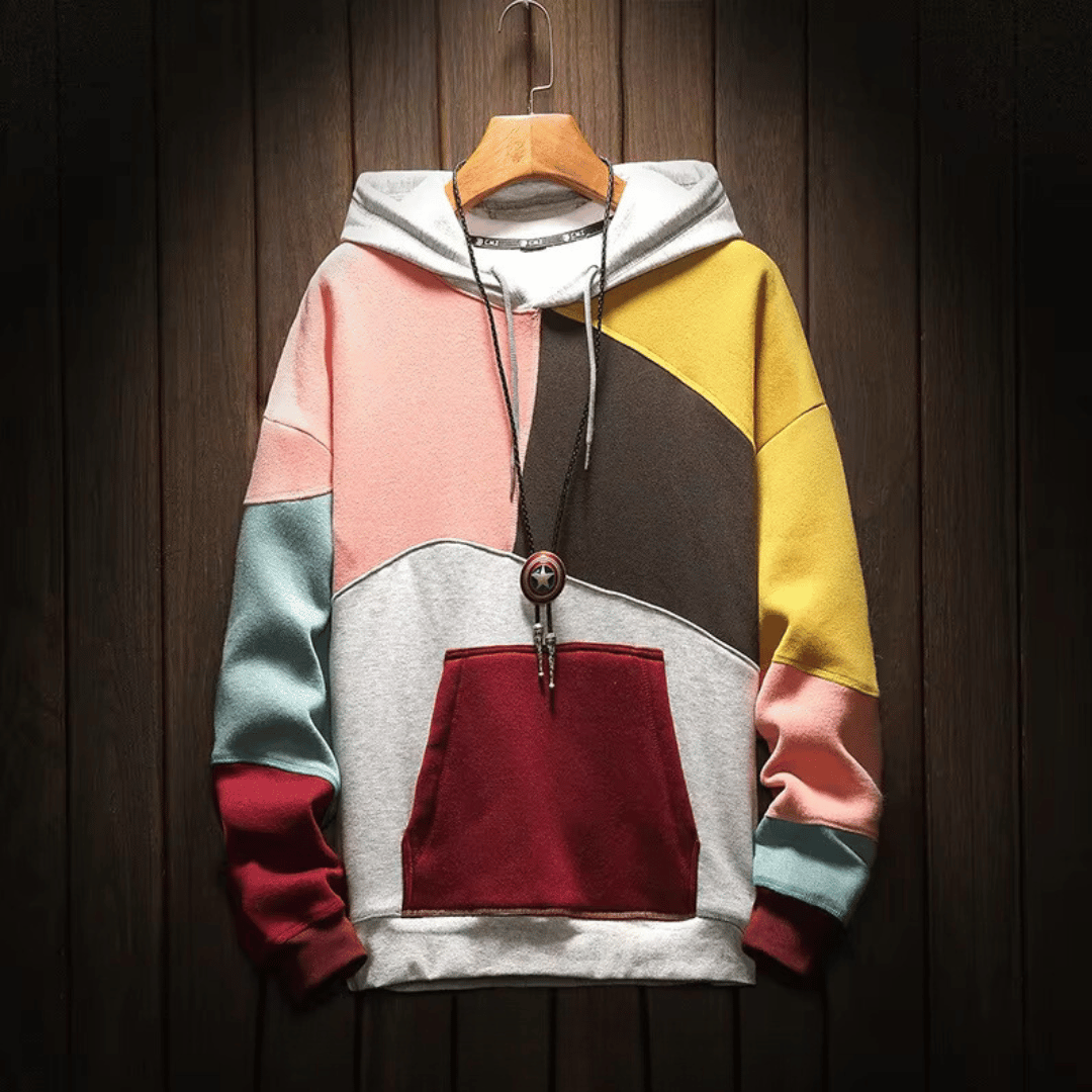 Kaden | Men's Patchwork Design Hoodie with Kangaroo Pocket