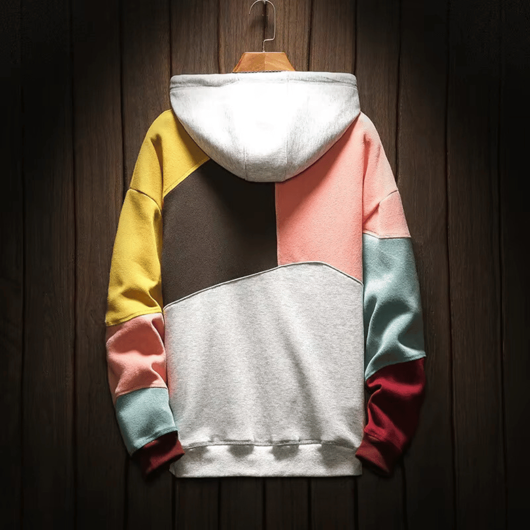 Kaden | Men's Patchwork Design Hoodie with Kangaroo Pocket