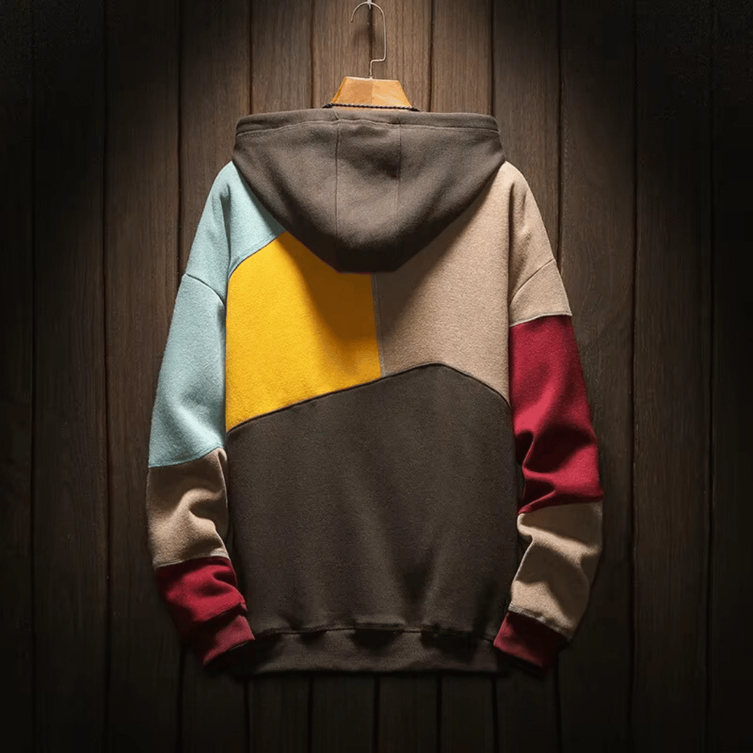 Kaden | Men's Patchwork Design Hoodie with Kangaroo Pocket