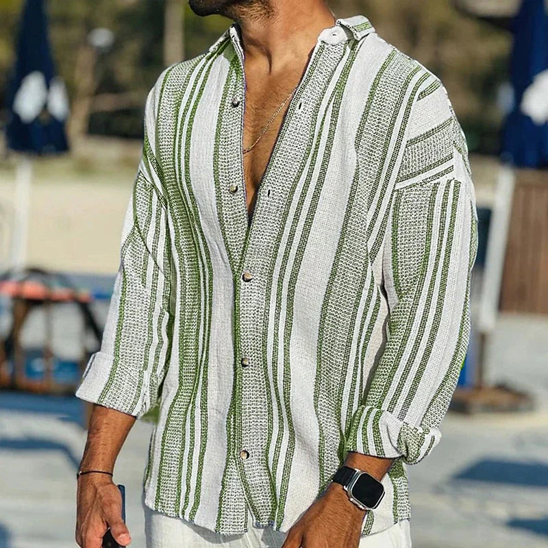Allan | Men's Striped Casual Long Sleeve Shirt