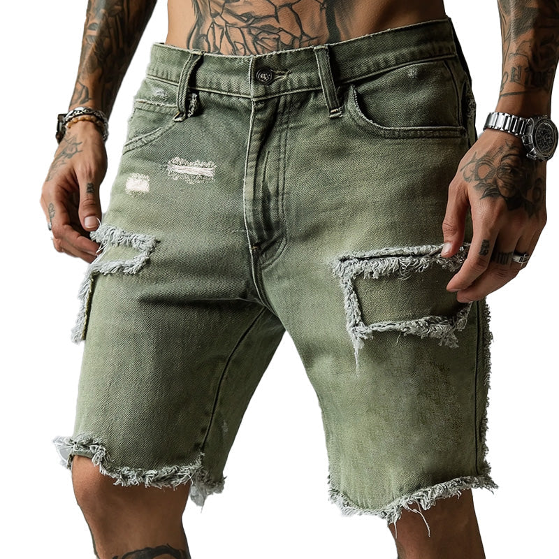Tony | Men's Ripped Stretch Denim Shorts
