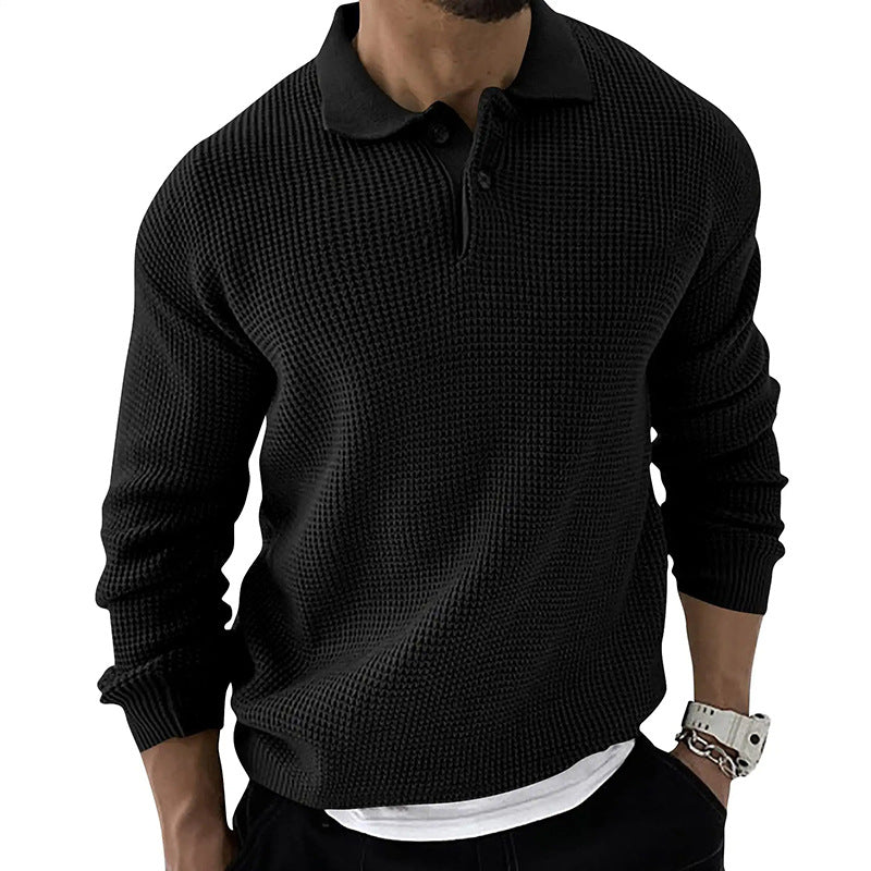 Walter | Men's Long Sleeve Waffle Knit Polo Sweater