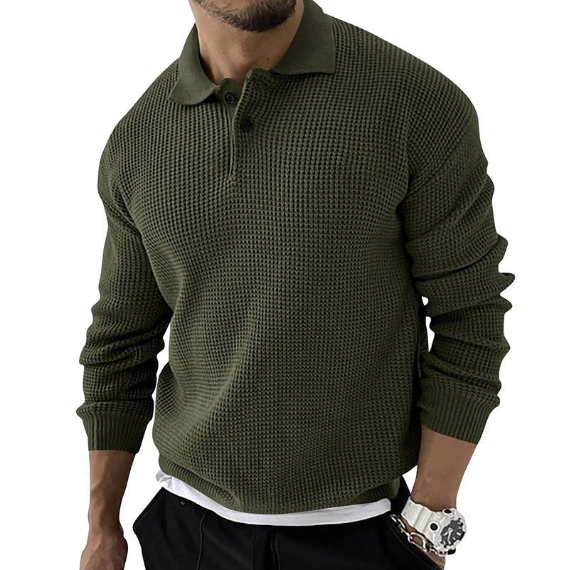 Walter | Men's Long Sleeve Waffle Knit Polo Sweater