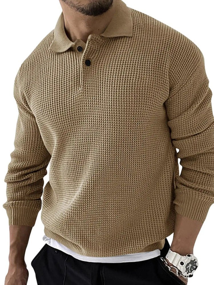 Walter | Men's Long Sleeve Waffle Knit Polo Sweater