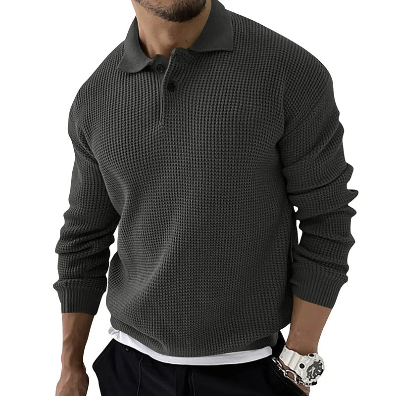 Walter | Men's Long Sleeve Waffle Knit Polo Sweater