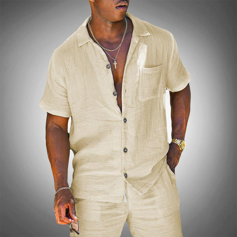 Mel | Men's Linen Blend Short Sleeve Loungewear Set