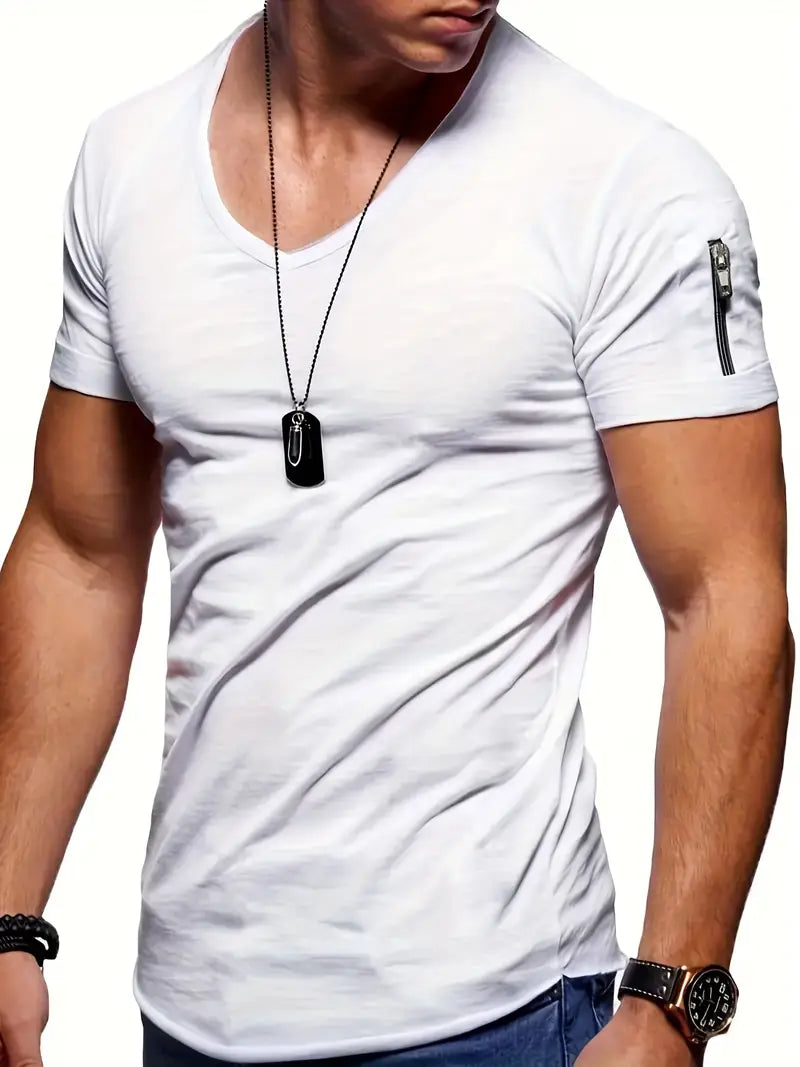 Blair | Men's V-Neck Tee with Zipper Pocket