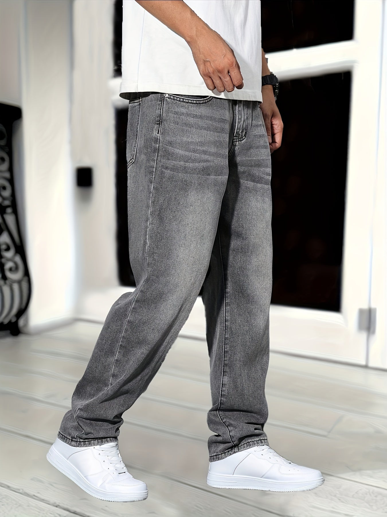 Taylor |  Men's Straight Cut Grey Wash Denim Jeans