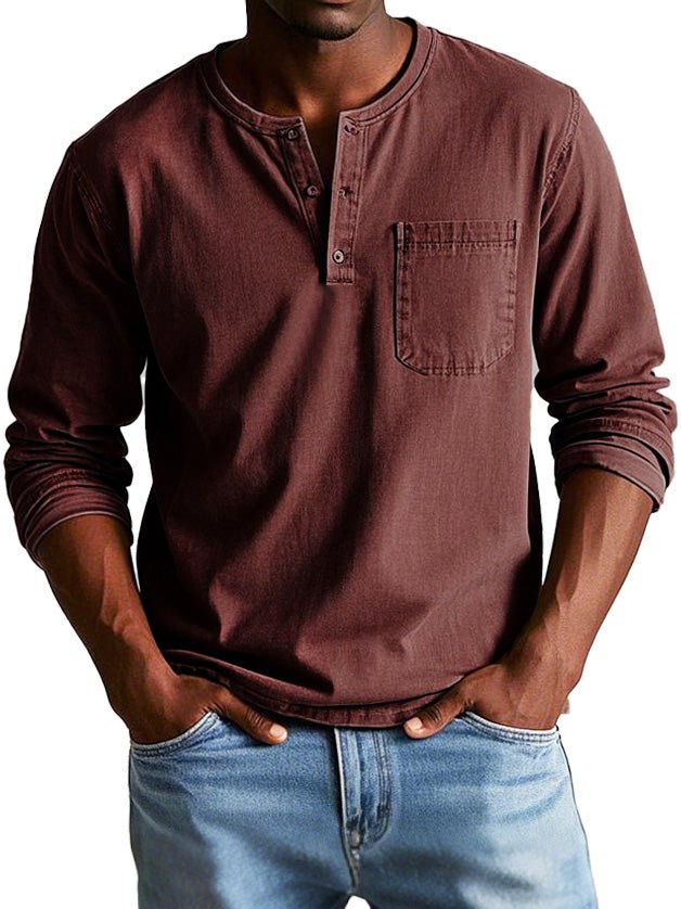 Carmelo | Men's Casual Long Sleeve Henley Shirt