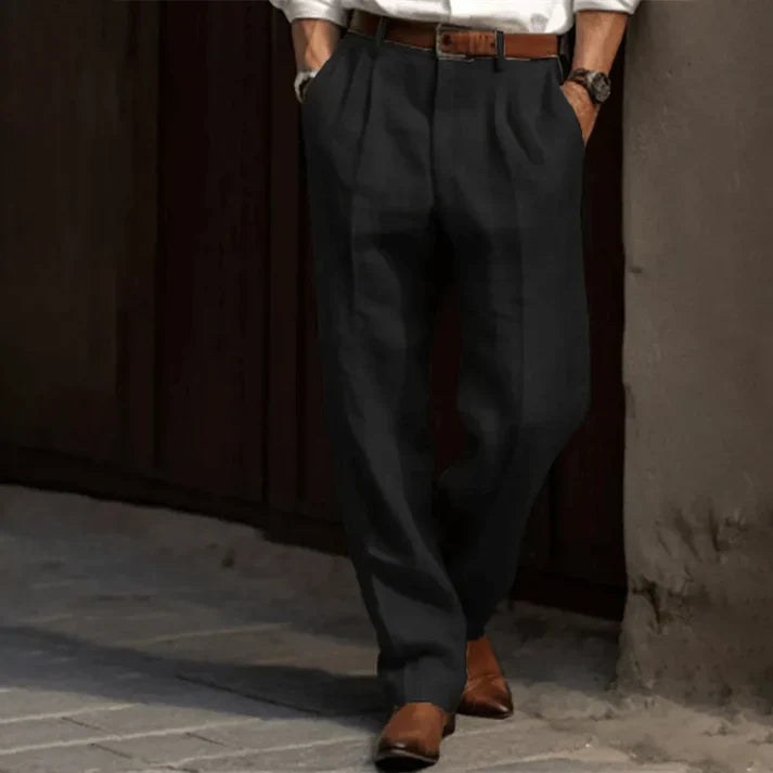 Norman | Men's Classic Straight-Cut Trousers with Pleats