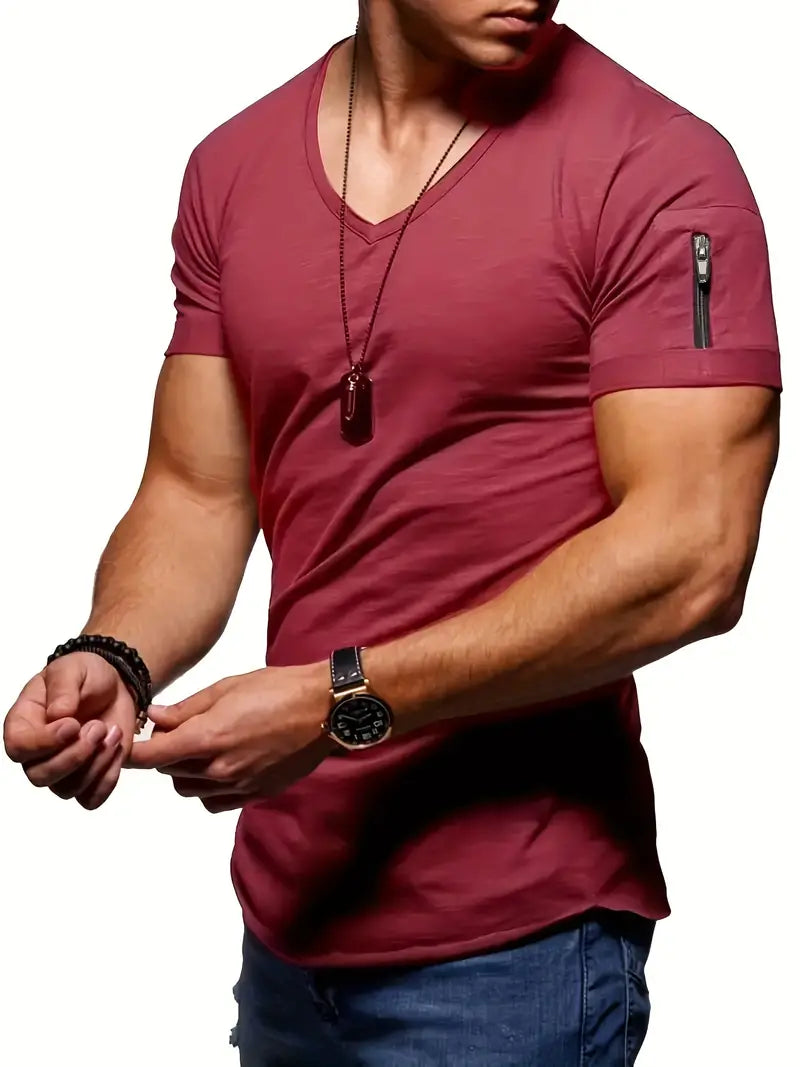 Blair | Men's V-Neck Tee with Zipper Pocket
