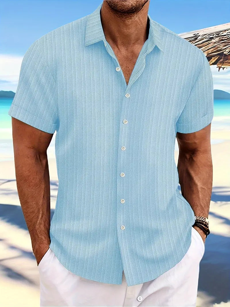 Dexter | Men's Ribbed Short Sleeve Button-Down Shirt