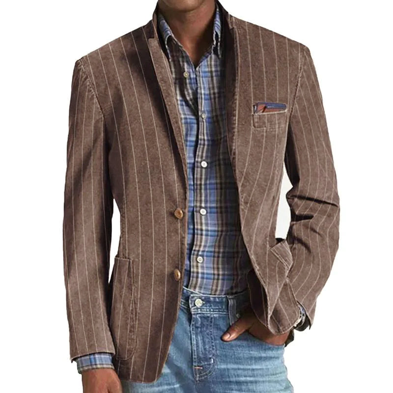 Charlie | Men's Striped Notched Lapel Single-Breasted Blazer