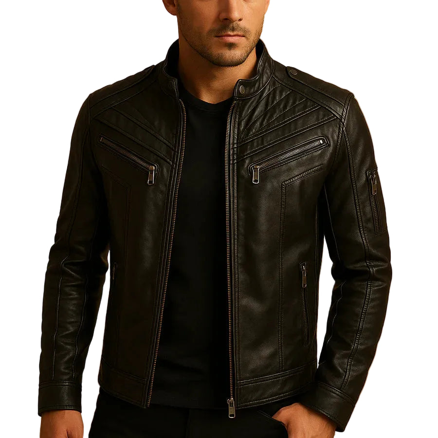 Drake | Men's Biker Jacket with Quilted Shoulders