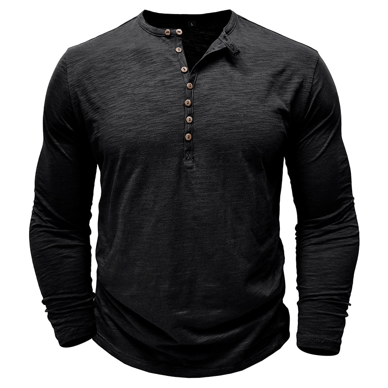 Kieran | Men's Long Sleeve Button Placket T-Shirt