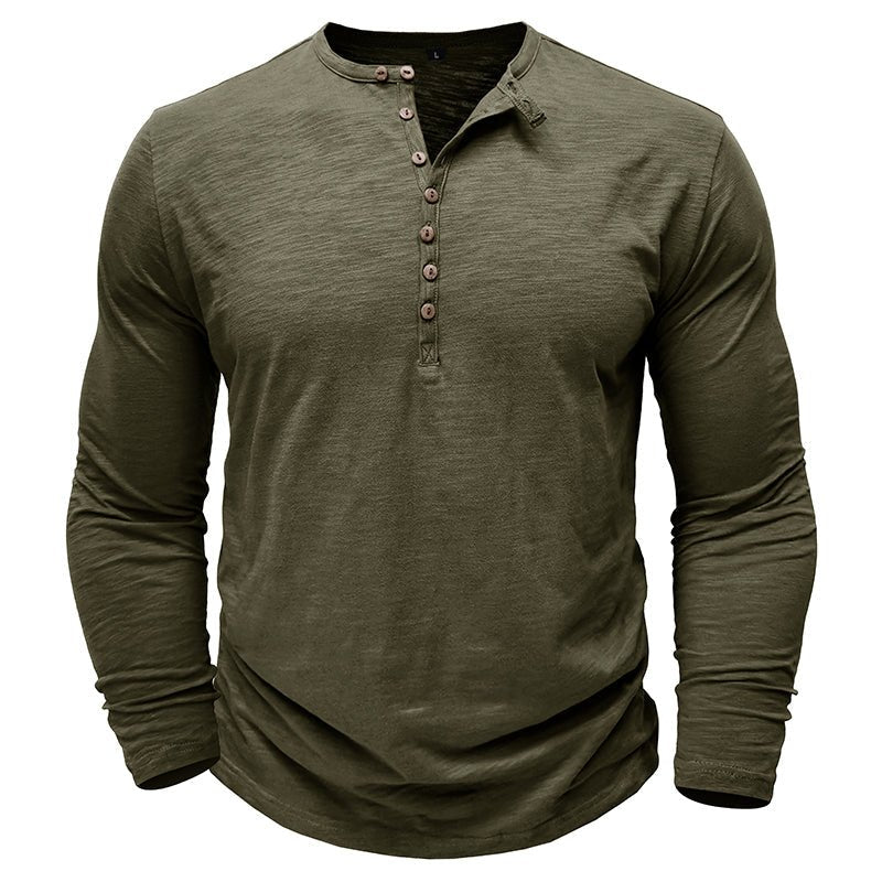 Kieran | Men's Long Sleeve Button Placket T-Shirt