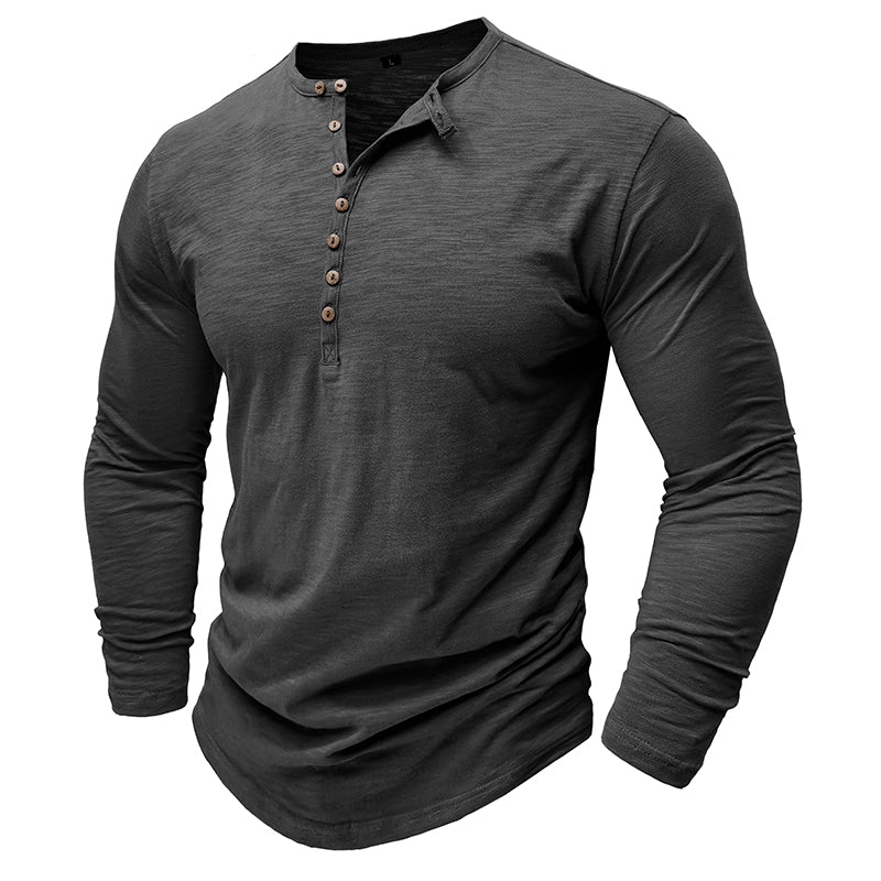 Kieran | Men's Long Sleeve Button Placket T-Shirt