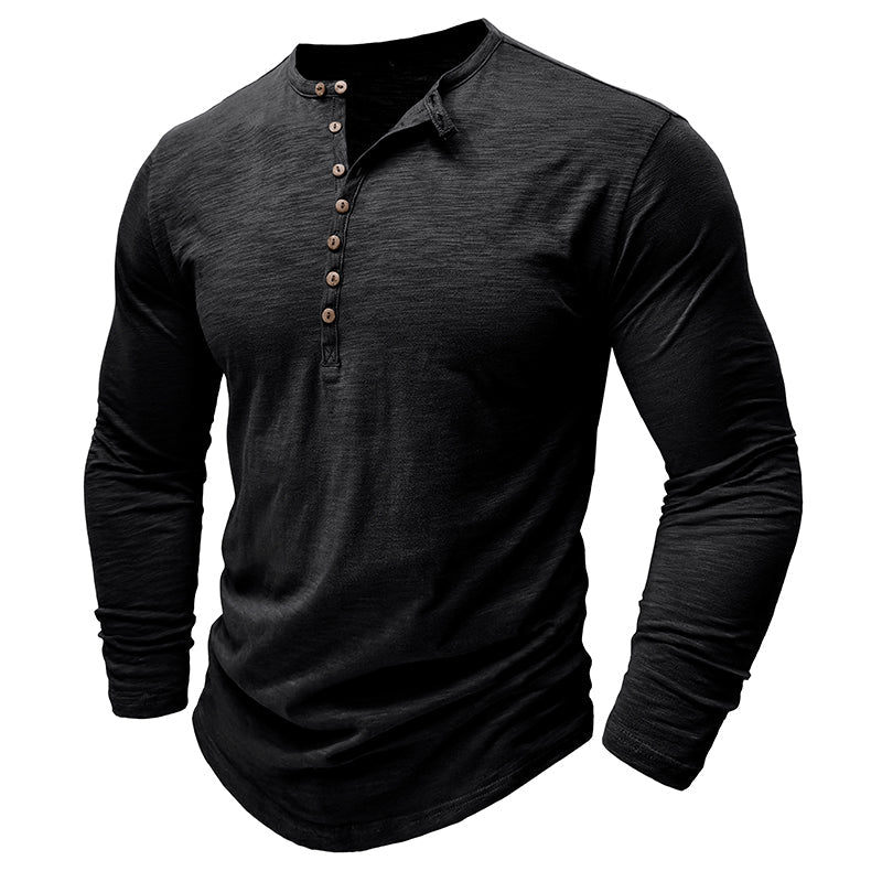 Kieran | Men's Long Sleeve Button Placket T-Shirt