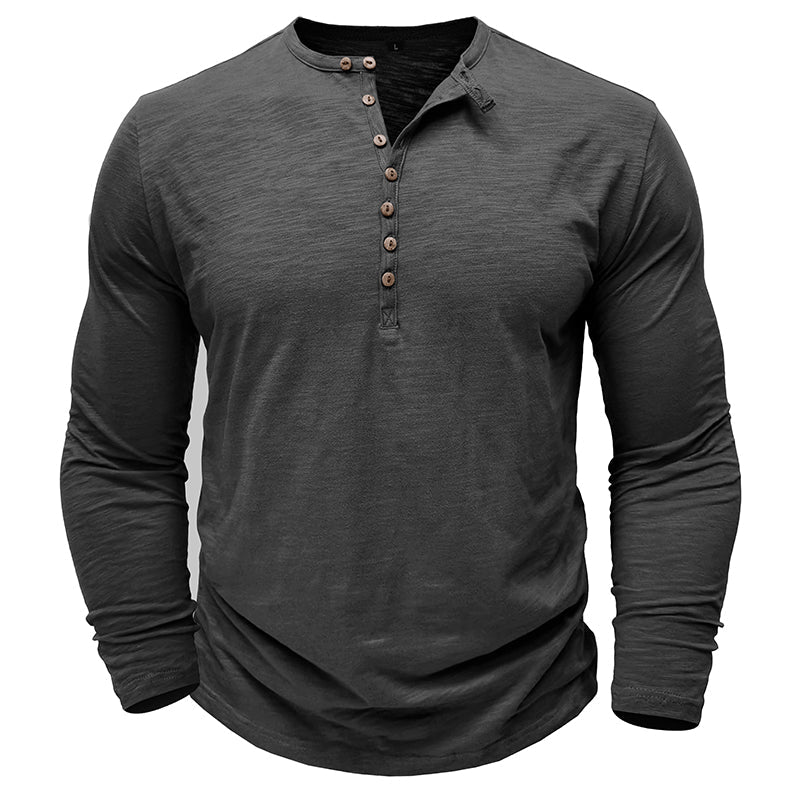 Kieran | Men's Long Sleeve Button Placket T-Shirt