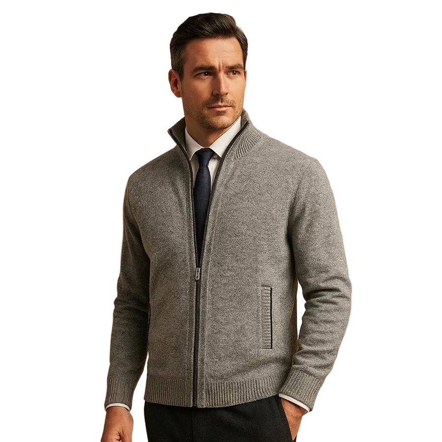 Gabriel | Men's Stand Collar Cardigan with Zip Pockets