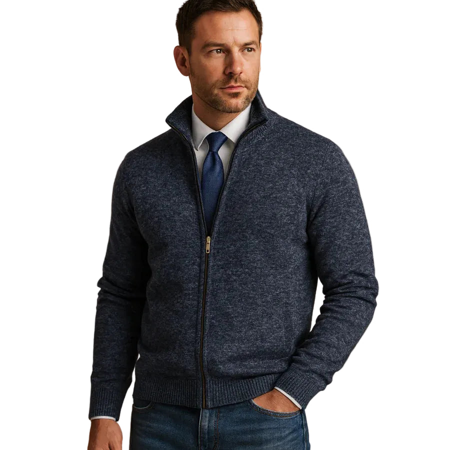 Gabriel | Men's Stand Collar Cardigan with Zip Pockets