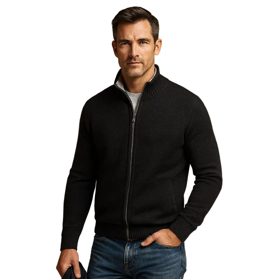 Gabriel | Men's Stand Collar Cardigan with Zip Pockets