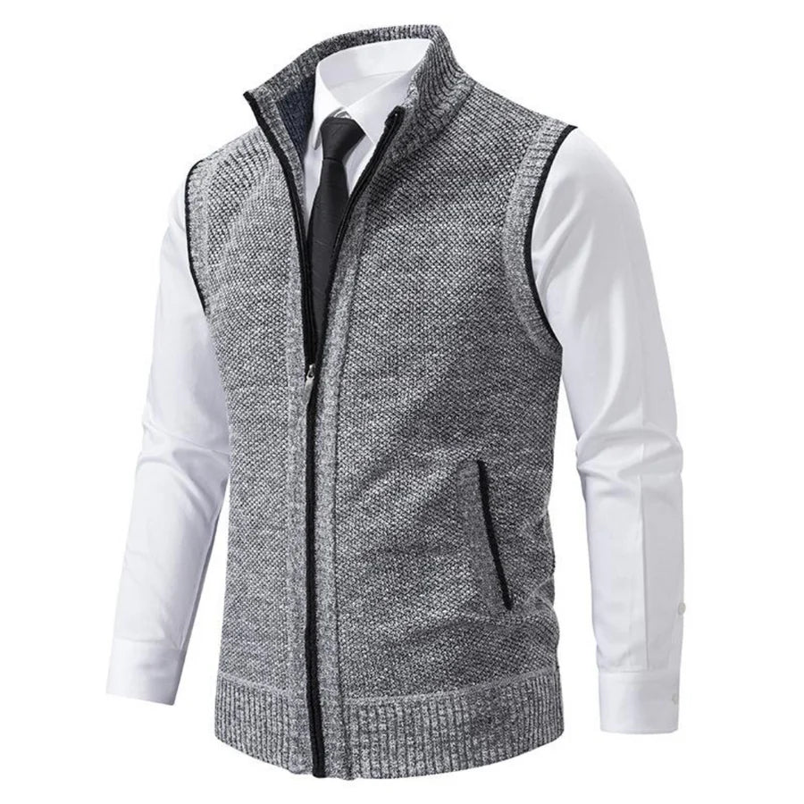 Benjie |Men's Ribbed Knit Gilet Vest with Zip Pockets
