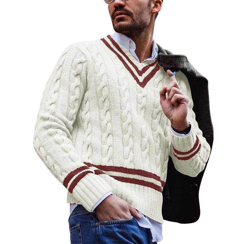 Pace | Men's Cable Knit V-Neck Long Sleeve Sweater