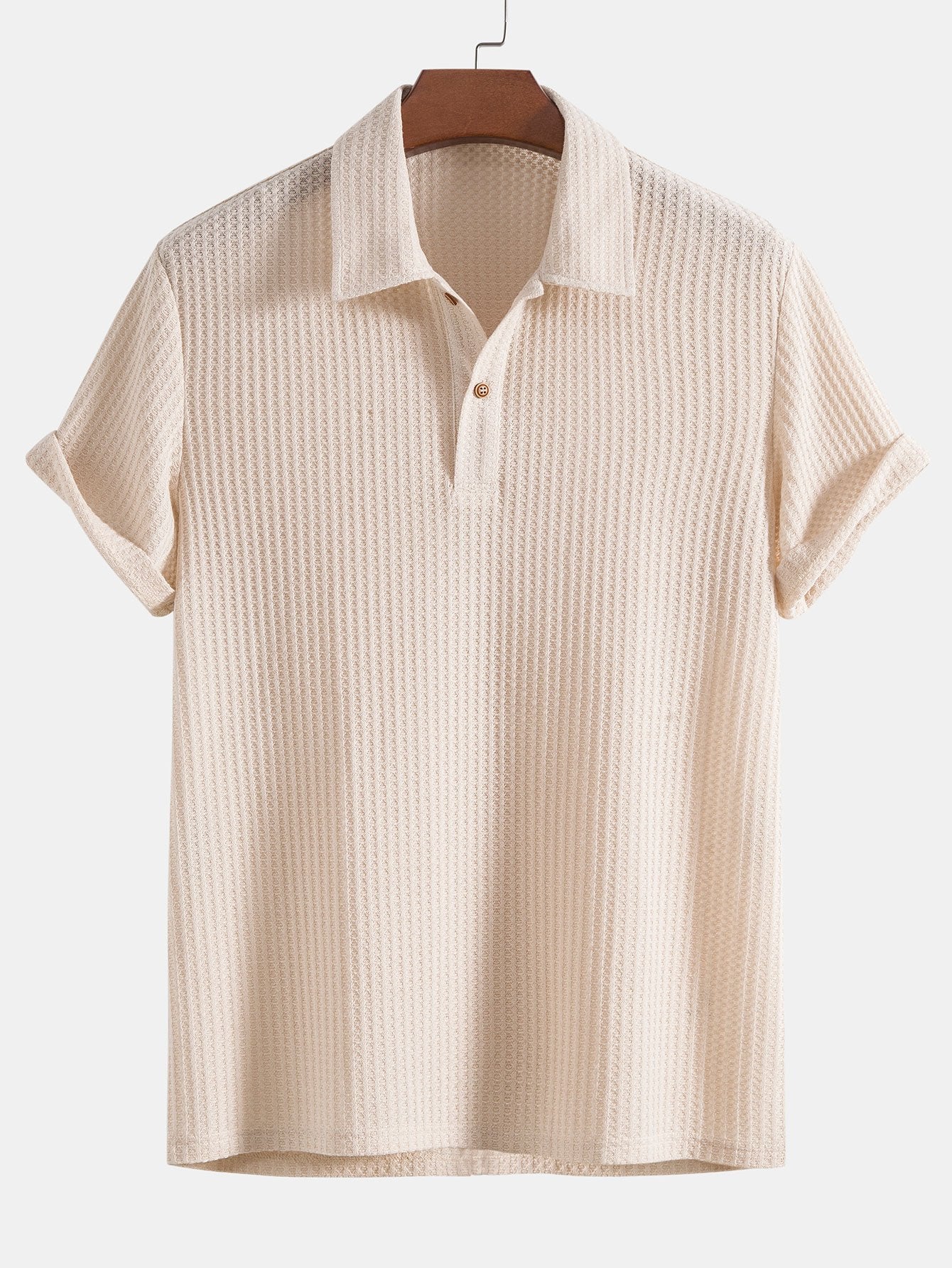 Kale | Men's Casual Knitted Waffle Polo Shirt
