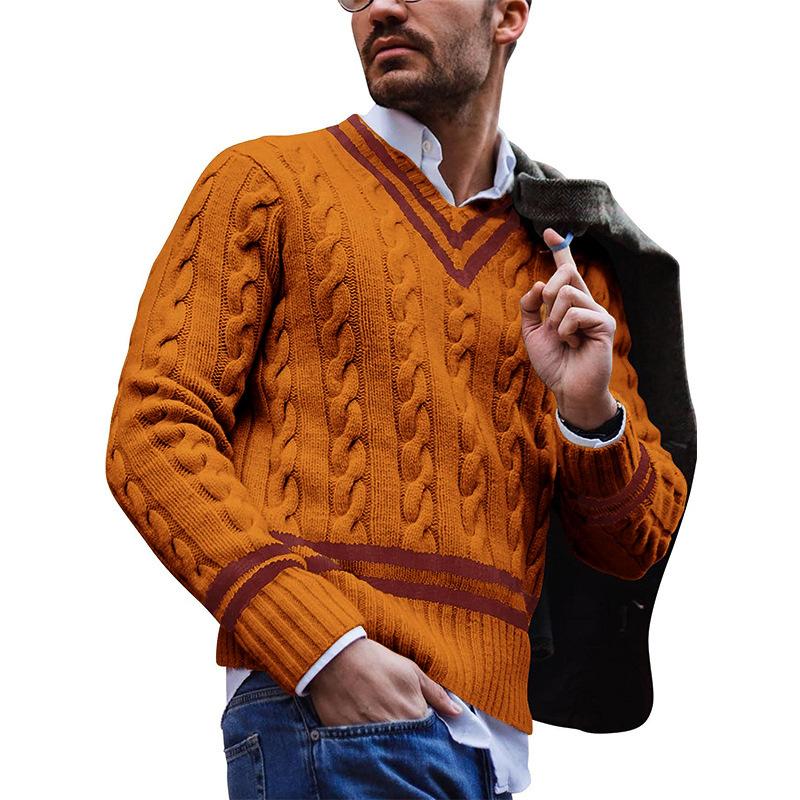 Pace | Men's Cable Knit V-Neck Long Sleeve Sweater