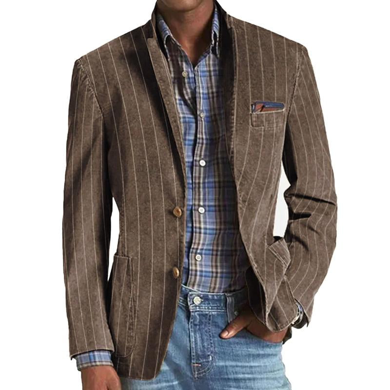 Charlie | Men's Striped Notched Lapel Single-Breasted Blazer