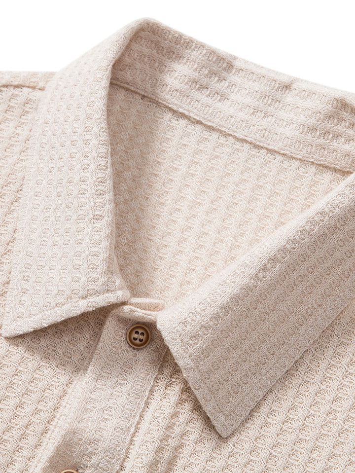 Kale | Men's Casual Knitted Waffle Polo Shirt